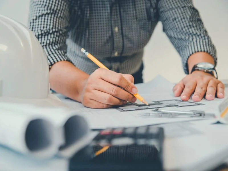 Architect sketching a house plan