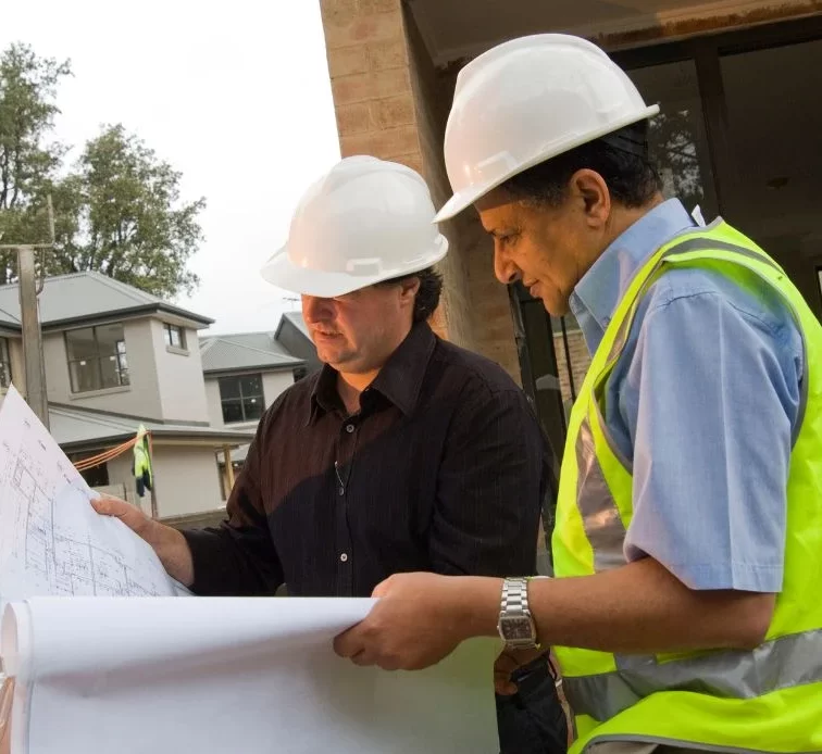Architects checking the blueprint